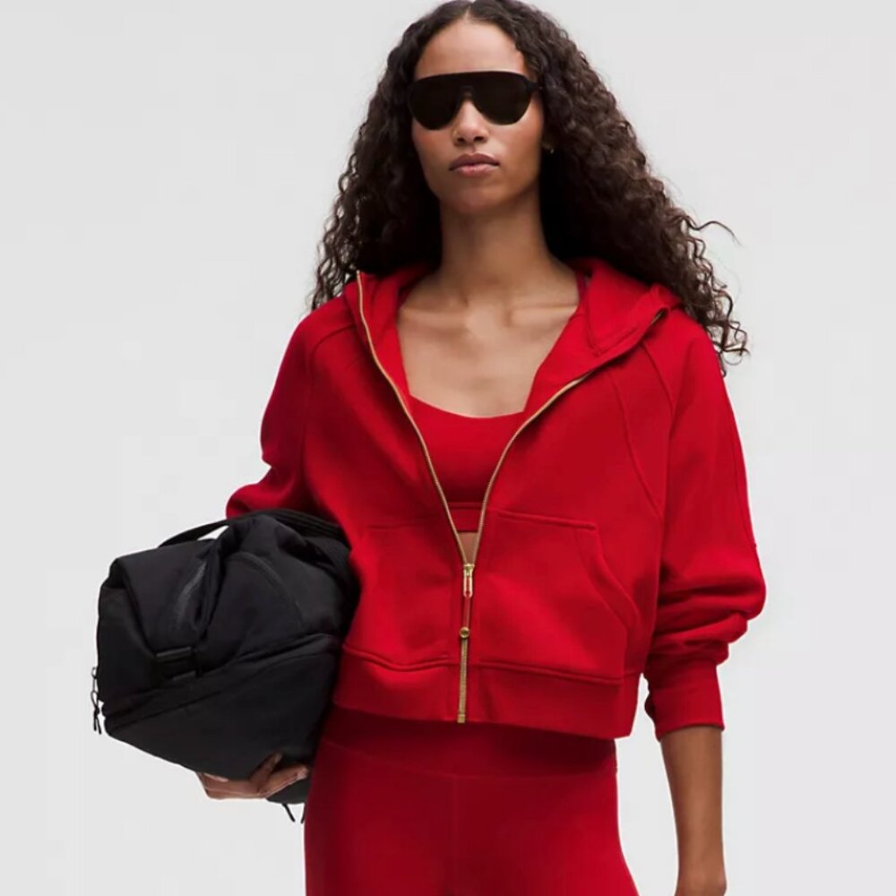 NWT Lululemon Scuba Oversized Full-Zip Hoodie M/L Dark Red/Gold Zip